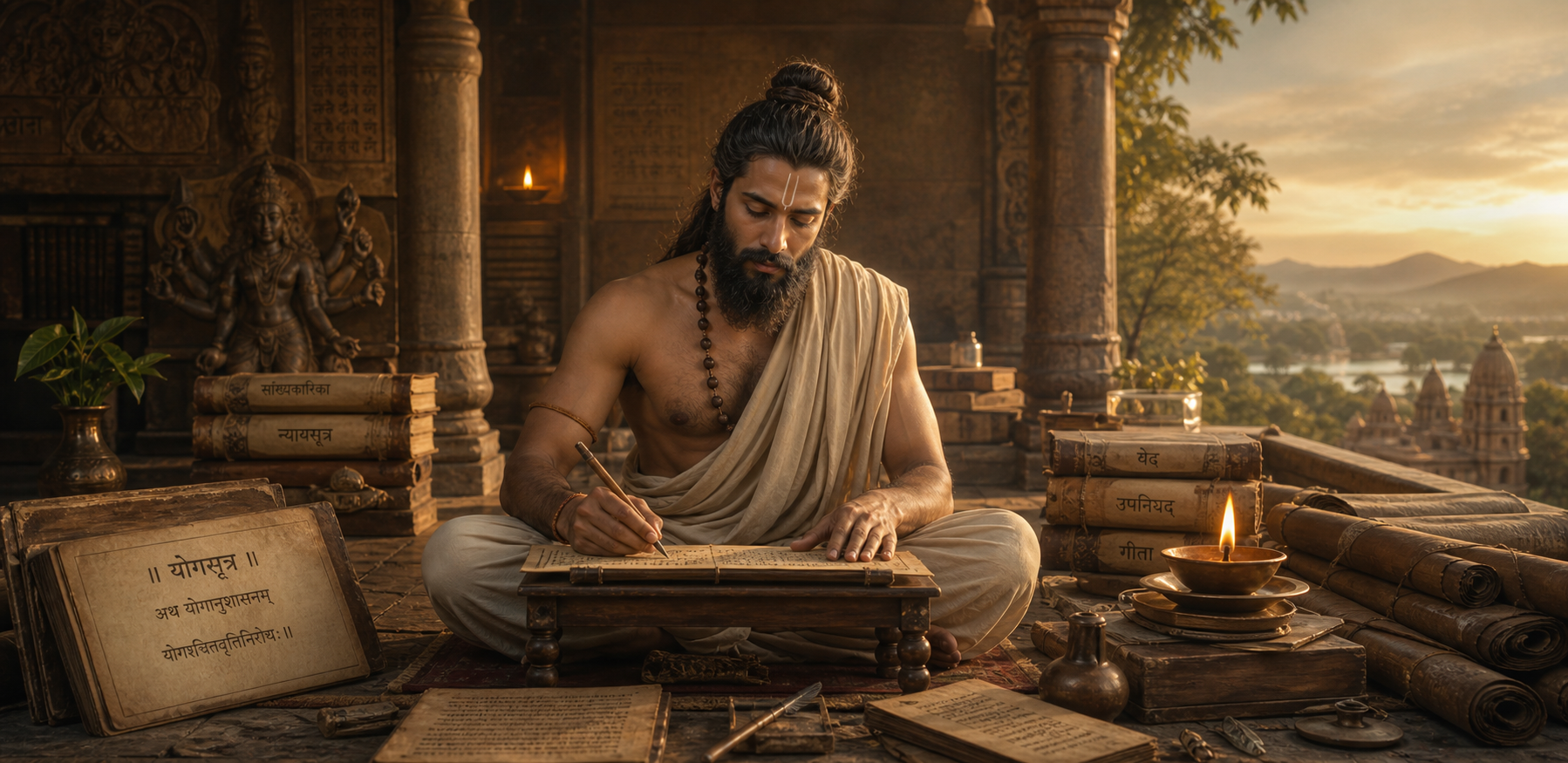 AI-generated portrait of Patanjali for a yoga lesson