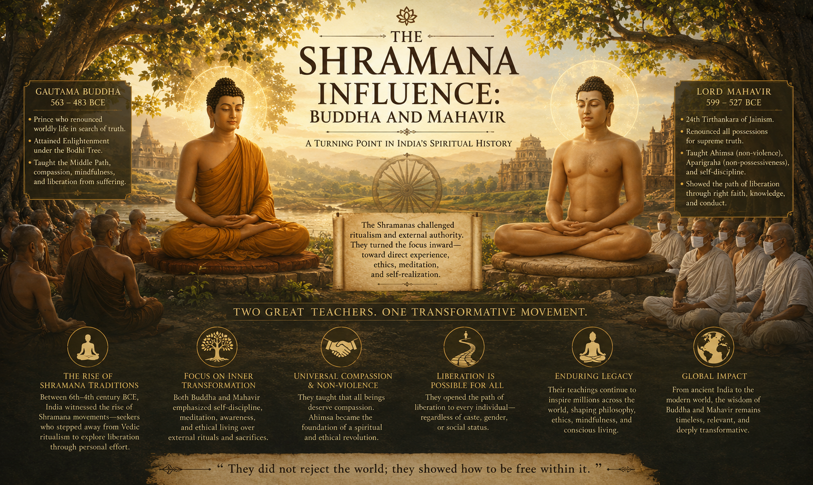 Ancient representation of a Shramana seeker in deep meditation